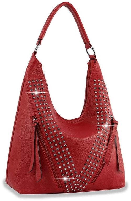 Sparkling Rhinestone Accented Hobo Handbag