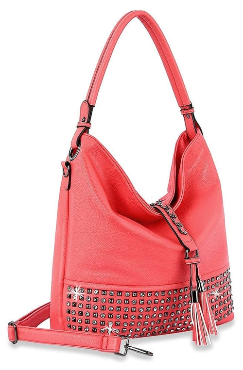 Studded Large Hobo Handbag