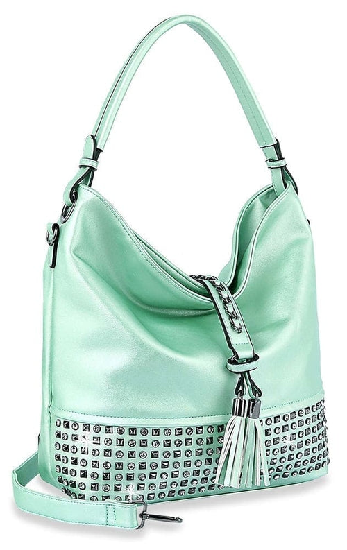 Studded Large Hobo Handbag