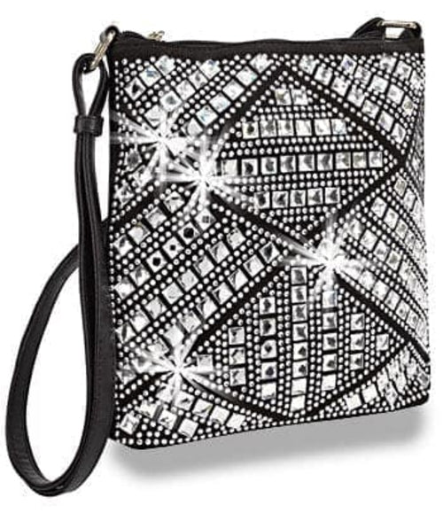 Geometric Rhinestone Design Crossbody Sling