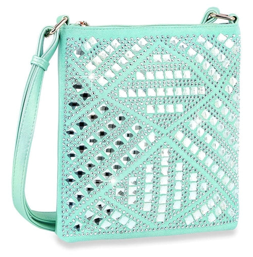 Geometric Rhinestone Design Crossbody Sling