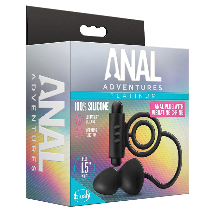 Anal Adventures Platinum Silicone Anal Plug with Vibrating C-Ring