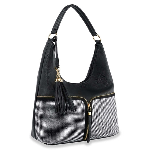 Rhinestone Zip Fashion Hobo