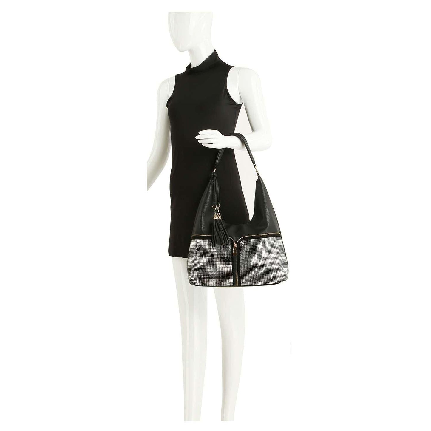 Rhinestone Zip Fashion Hobo