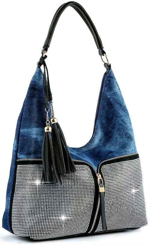 Rhinestone Zip Fashion Hobo