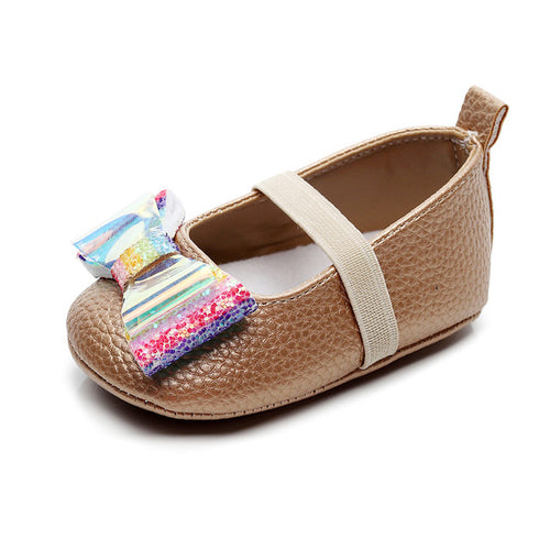 Baby Shoes PU Leather rainbow bow knot Newborn
