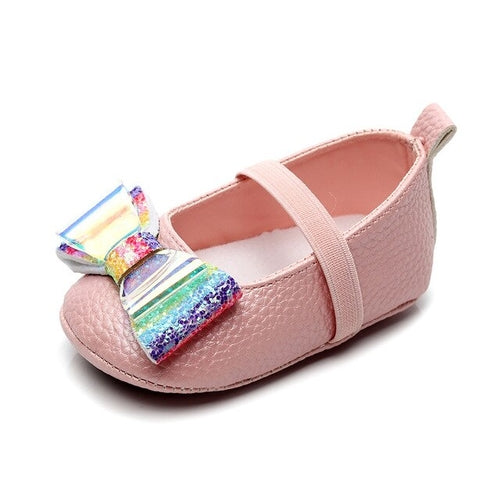 Baby Shoes PU Leather rainbow bow knot Newborn