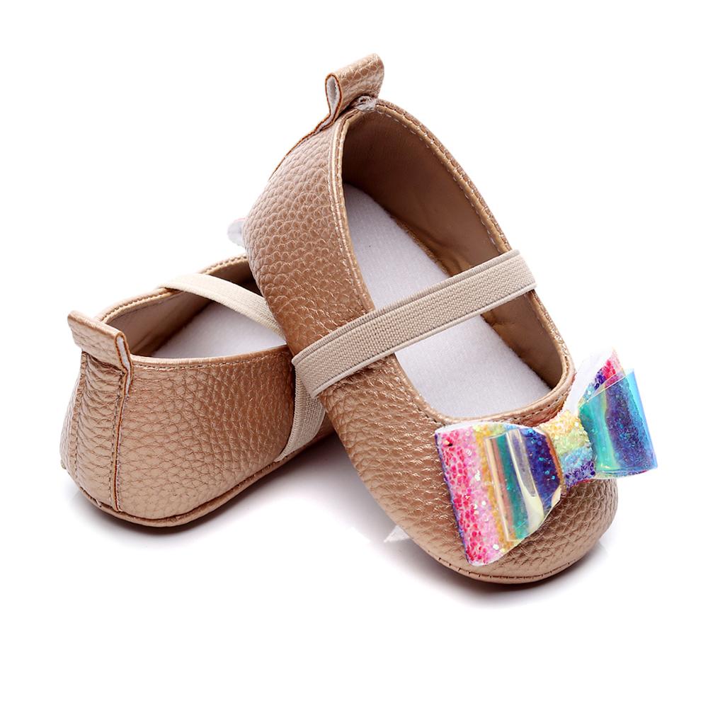 Baby Shoes PU Leather rainbow bow knot Newborn