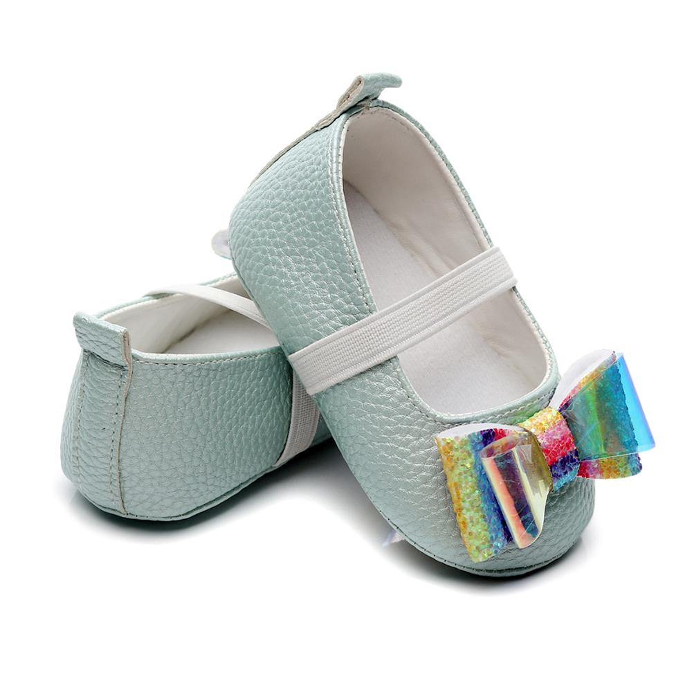 Baby Shoes PU Leather rainbow bow knot Newborn