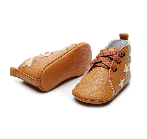 Baby Star Printed Shoes High Upper Lace Newborn