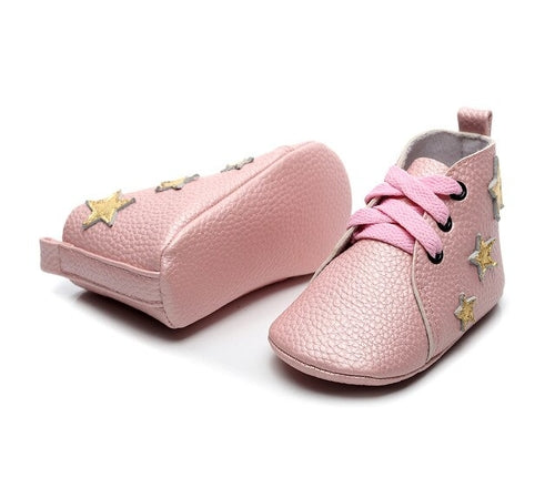Baby Star Printed Shoes High Upper Lace Newborn