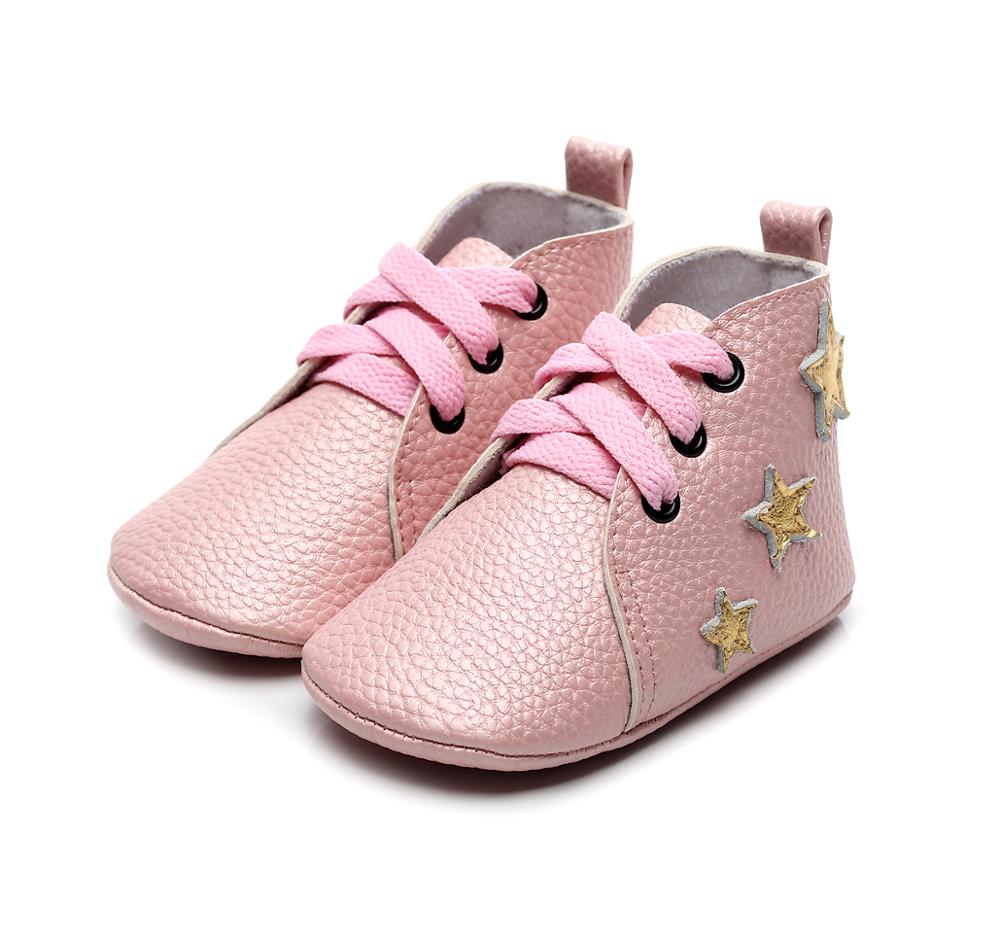 Baby Star Printed Shoes High Upper Lace Newborn