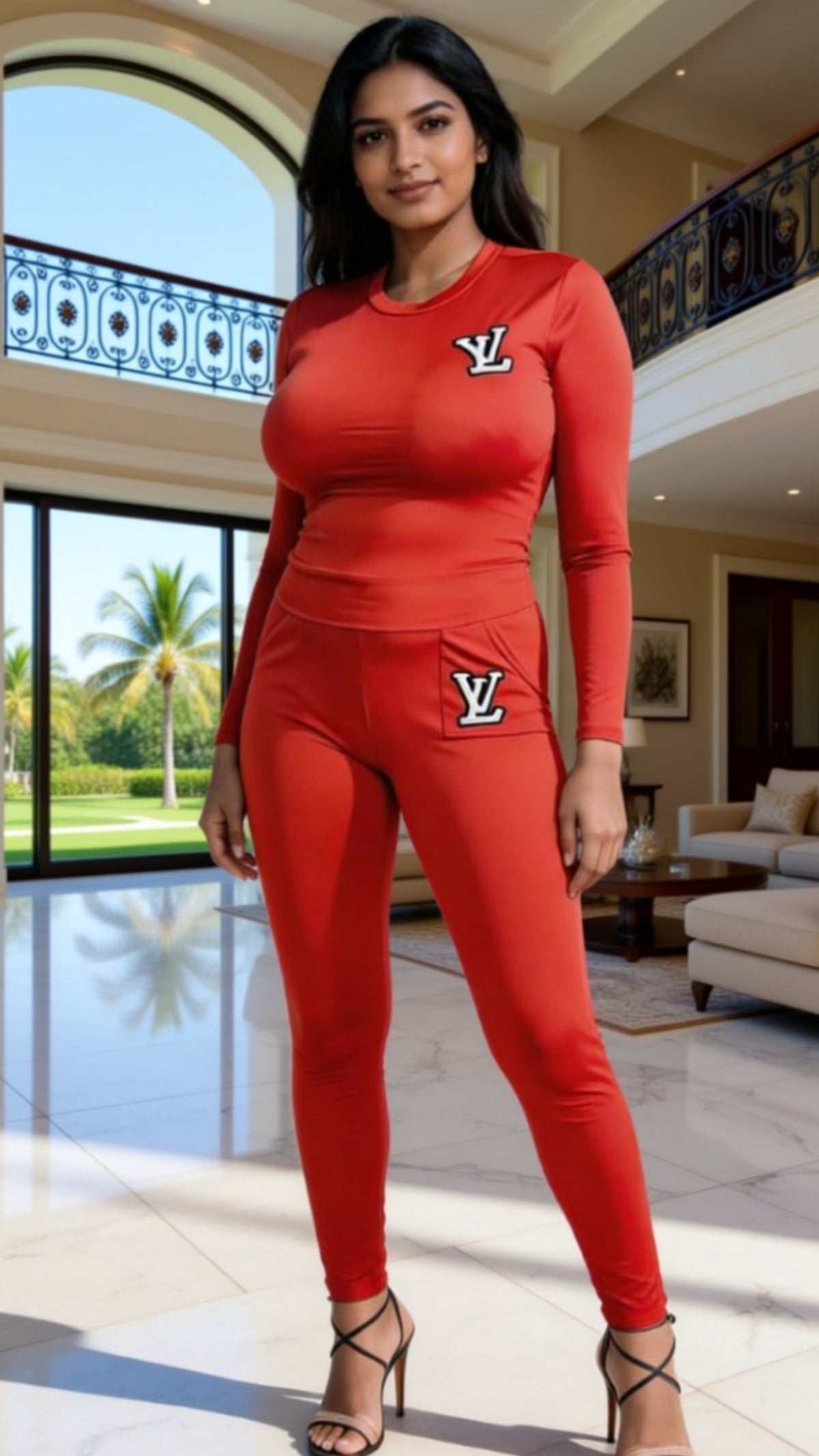 Two Pieces  Set Sexy Outfits Long Sleeve & Long Pants Pullover