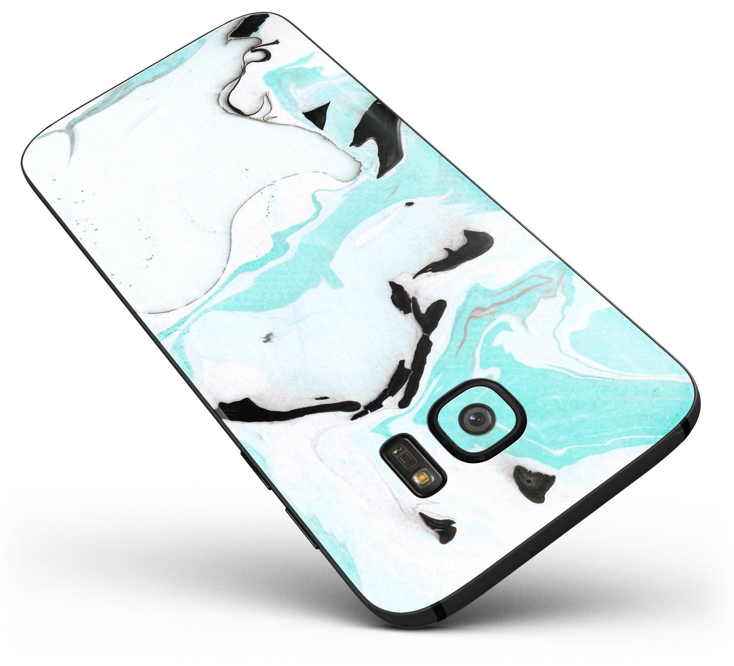 Black and Teal Textured Marble - Full Body Skin-Kit for the Samsung