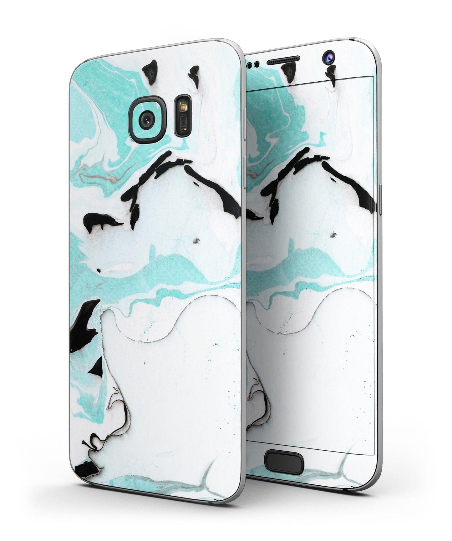 Black and Teal Textured Marble - Full Body Skin-Kit for the Samsung