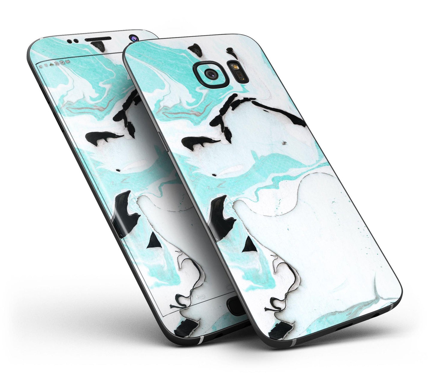 Black and Teal Textured Marble - Full Body Skin-Kit for the Samsung