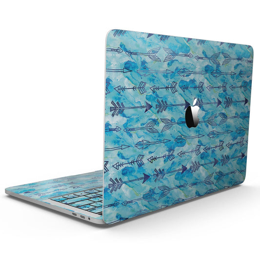 Blue Tribal Arrow Pattern - MacBook Pro with Touch Bar Skin Kit