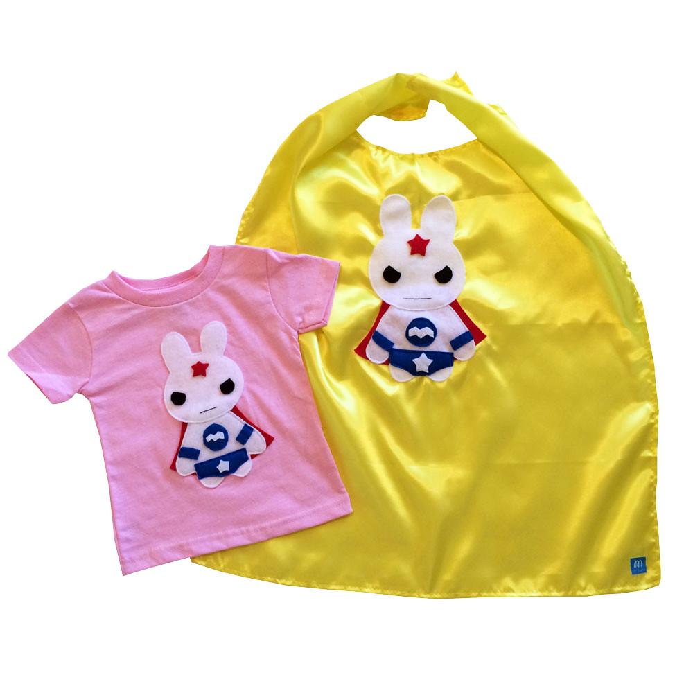 Kids Superhero Cape and Shirt - Team Super Animals - Star Bunny