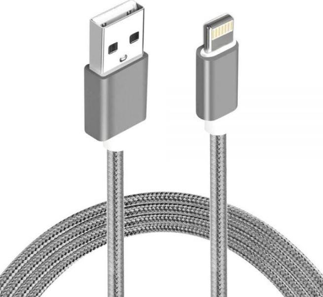 ASTROTEK 2m USB Lightning Data Sync Charger Grey White Color Cable for