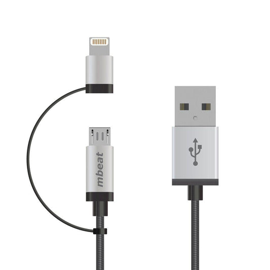MBEAT 1m Lightning and Micro USB Data Cable - 2-in-1/Aluminmum Shell