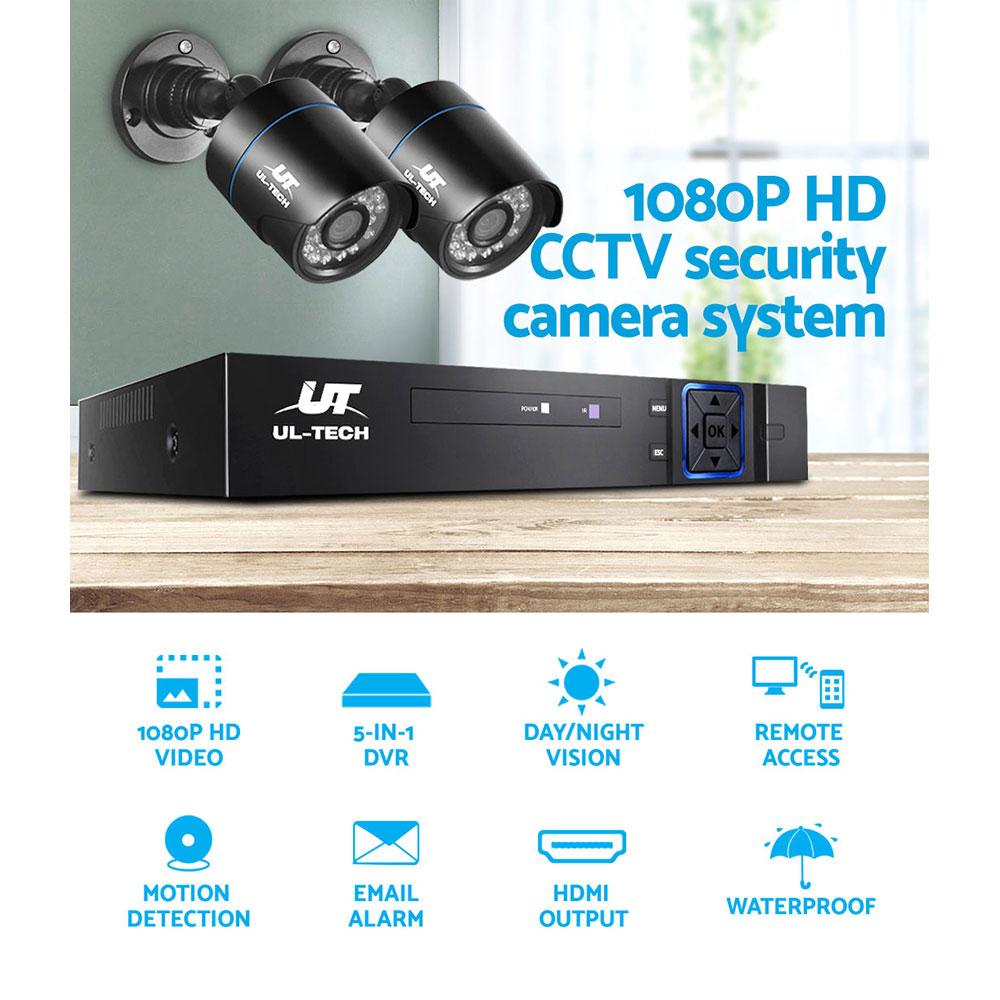 UL-TECH 1080P Security Camera System 4CH DVR with 2 CCTV Bullet