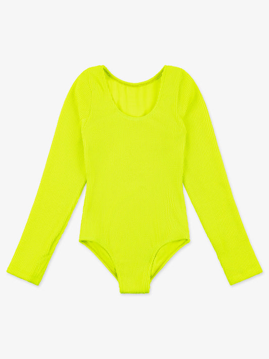 Crinkle Long Sleeve One Piece Swimsuit