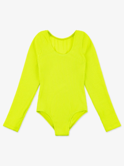 Crinkle Long Sleeve One Piece Swimsuit
