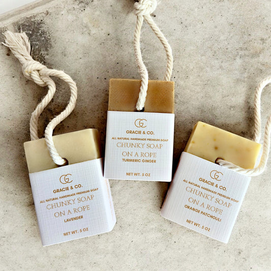 Chunky Soap On A Rope Rose Bergamot