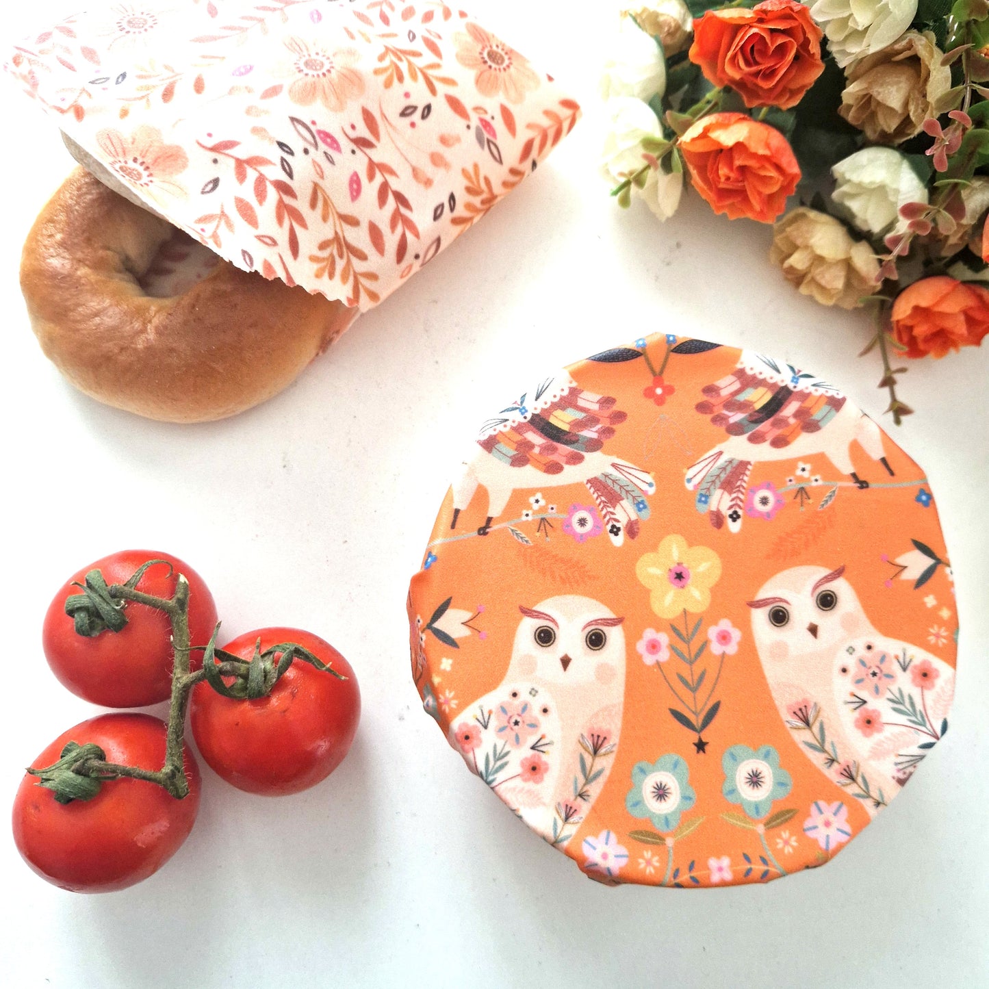 *Set of 3 L, M, S Beeswax Food Wraps | Owls