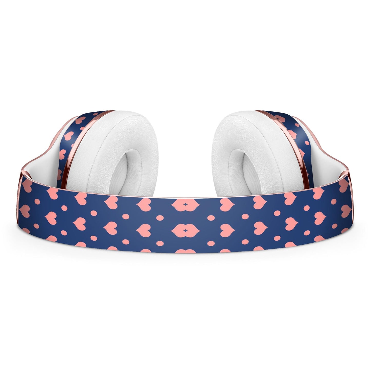 Coral Micro Hearts and Dots Over Navy Full-Body Skin Kit for the Beats