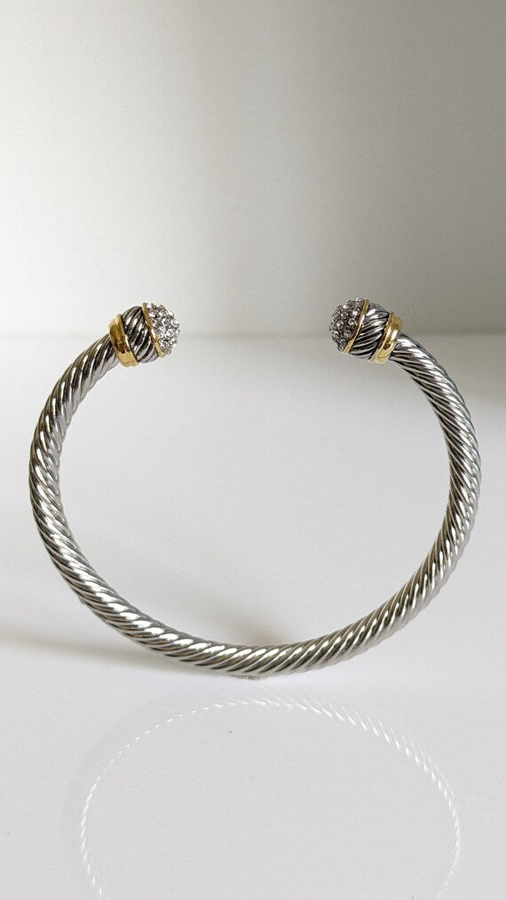 Cuff Bracelet, Open Cuff Bracelet, 18K Gold filled cable bracelet,