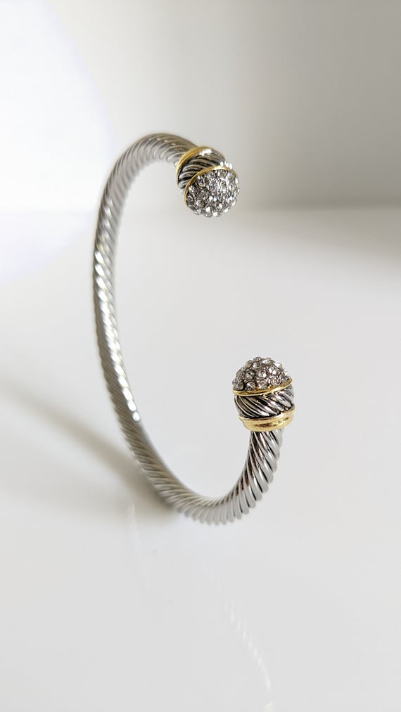 Cuff Bracelet, Open Cuff Bracelet, 18K Gold filled cable bracelet,