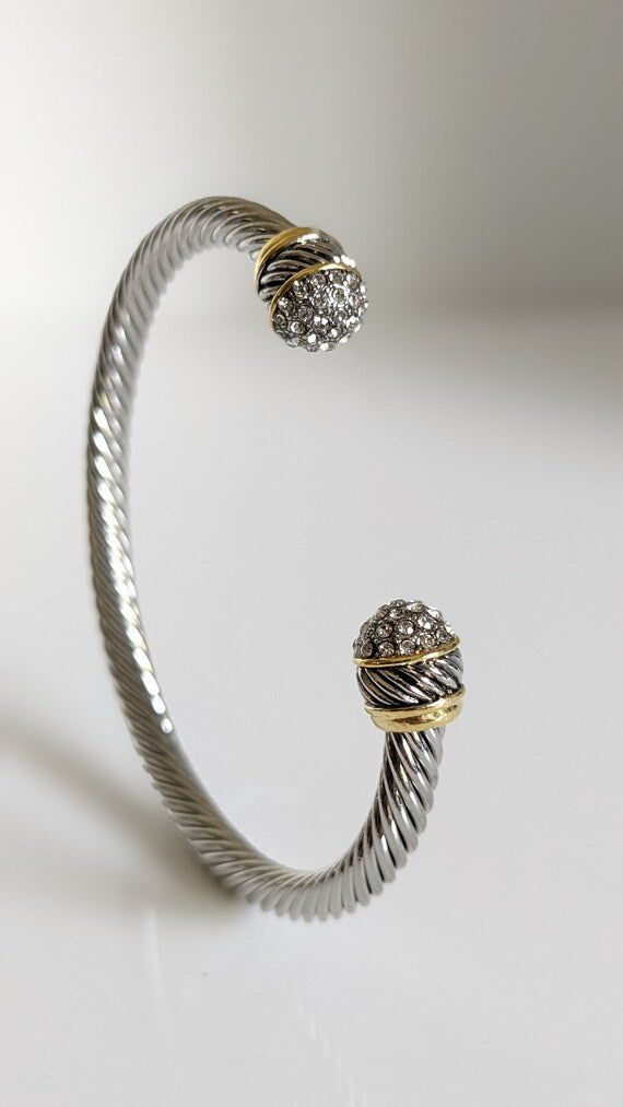 Cuff Bracelet, Open Cuff Bracelet, 18K Gold filled cable bracelet,