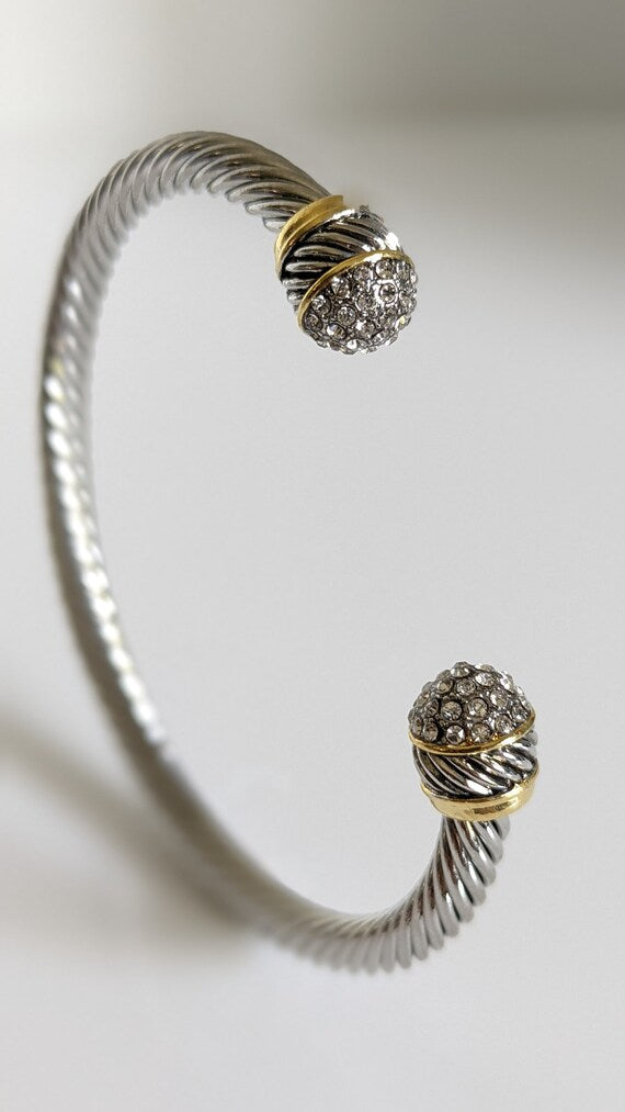 Cuff Bracelet, Open Cuff Bracelet, 18K Gold filled cable bracelet,