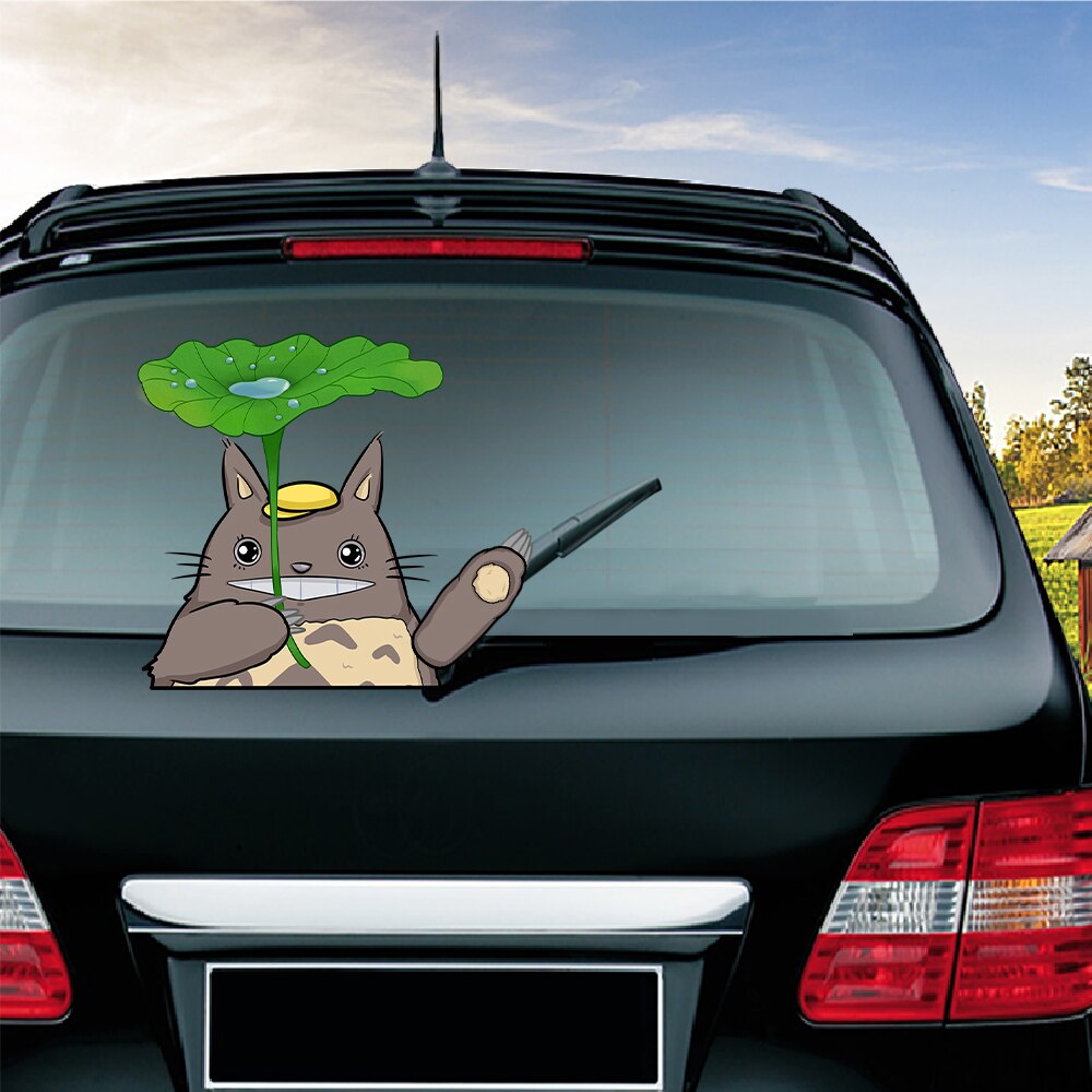 Cute Totoro with Lotus leaf Waving Wiper Decals