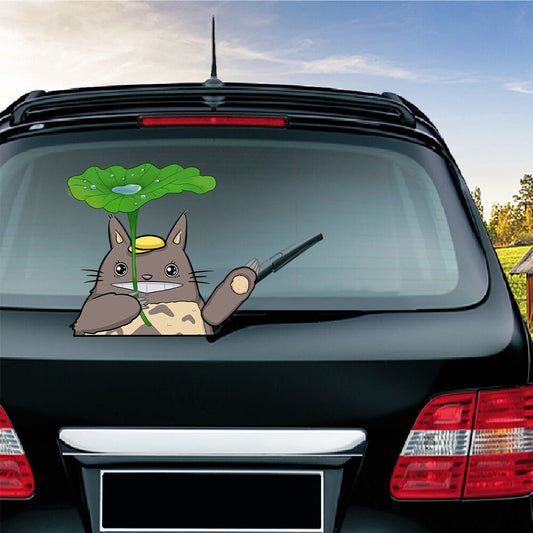 Cute Totoro with Lotus leaf Waving Wiper Decals