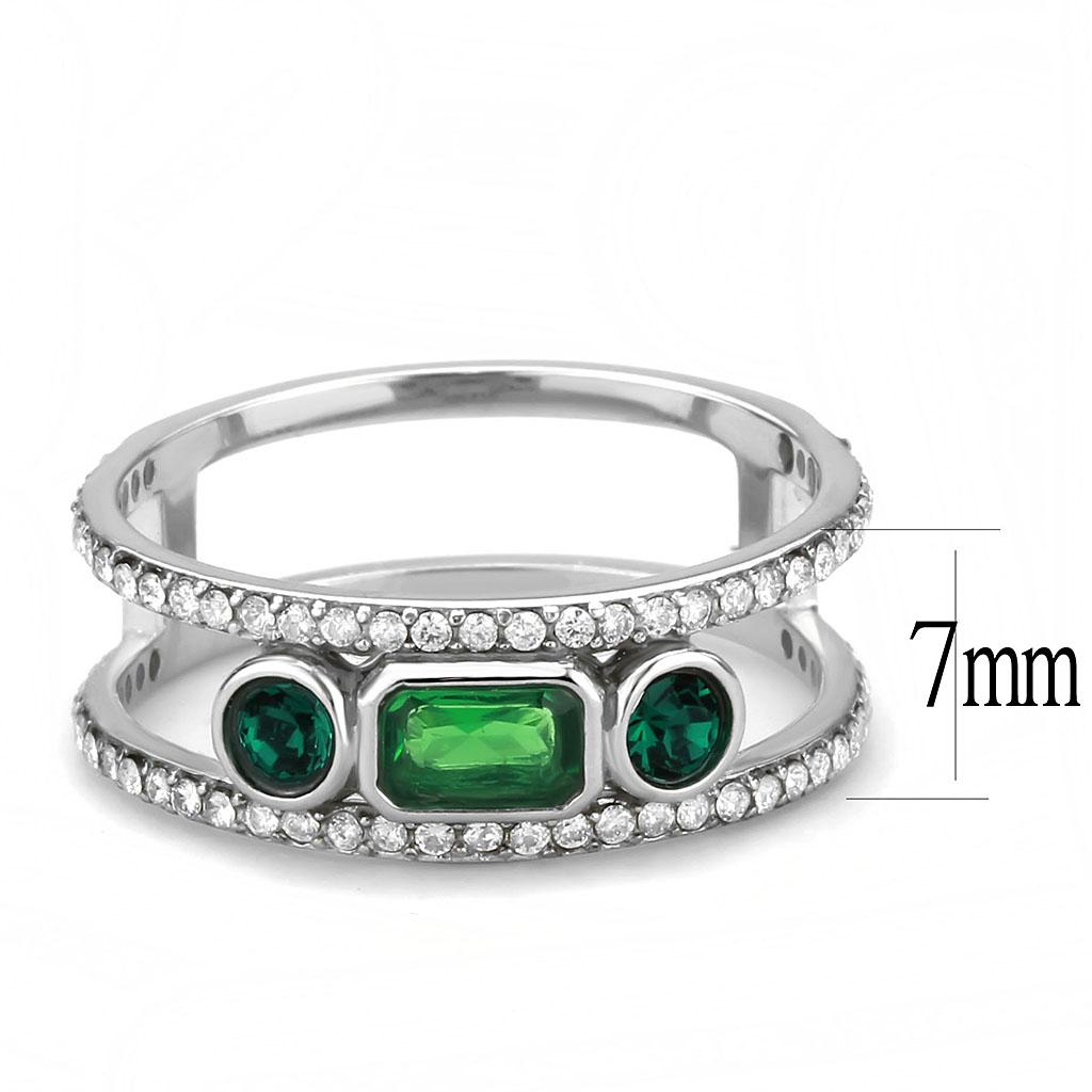 DA348 - High polished (no plating) Stainless Steel Ring with Synthetic