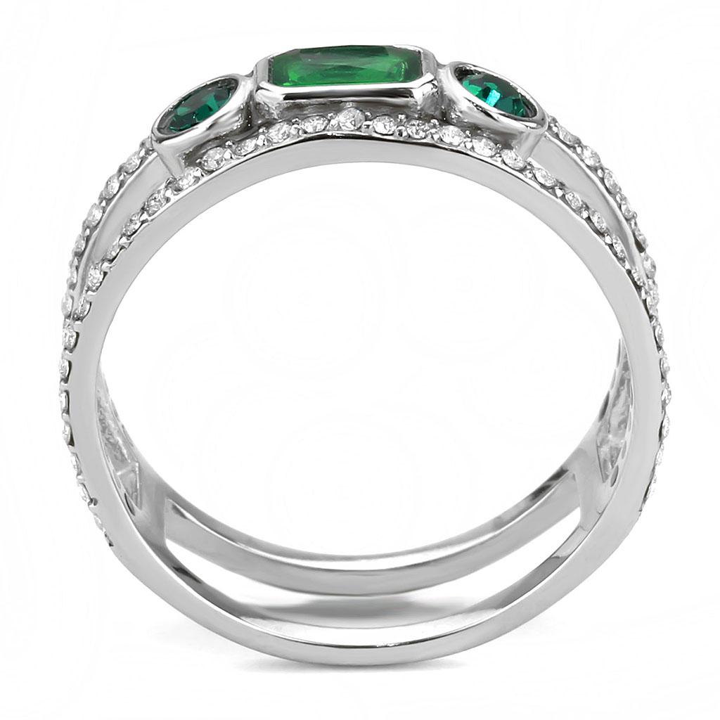 DA348 - High polished (no plating) Stainless Steel Ring with Synthetic