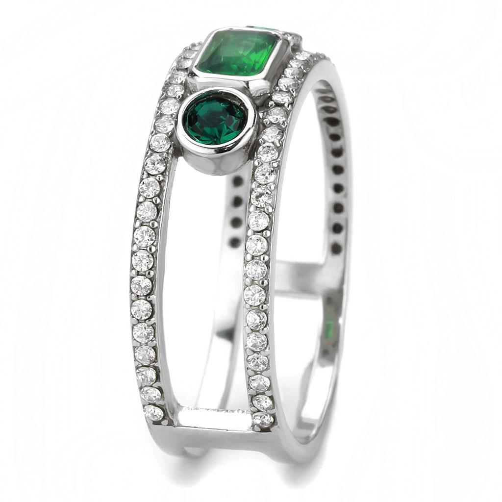 DA348 - High polished (no plating) Stainless Steel Ring with Synthetic