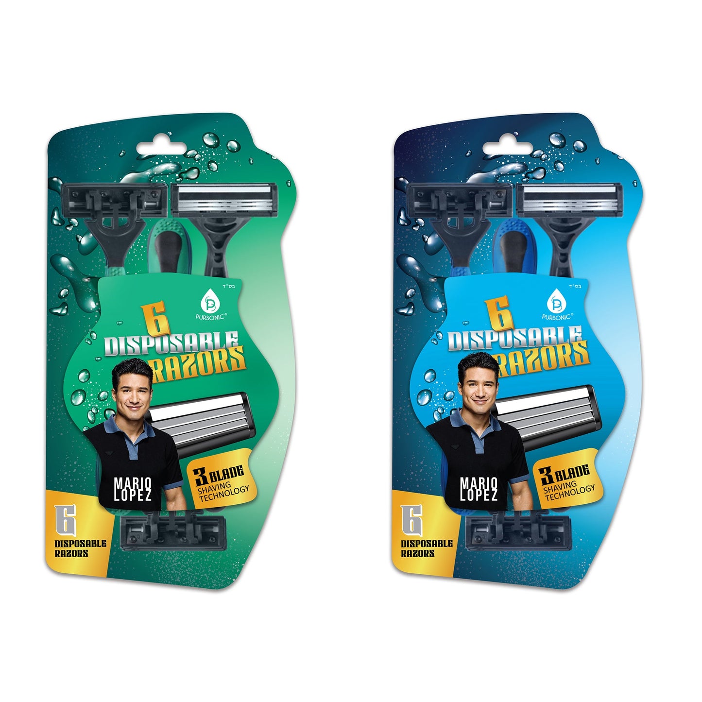 12 Disposable Razors Bundle – Green & Blue, 3-Blade Shaving Technology