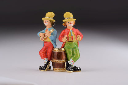 Two Circus Clowns Playing Music
