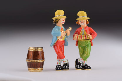 Two Circus Clowns Playing Music