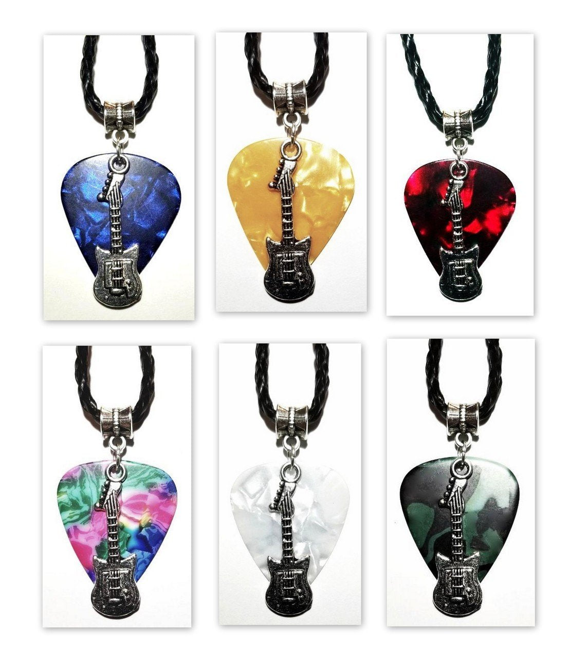 Handmade Guitar Pick Necklace | Guitar Charm Necklace