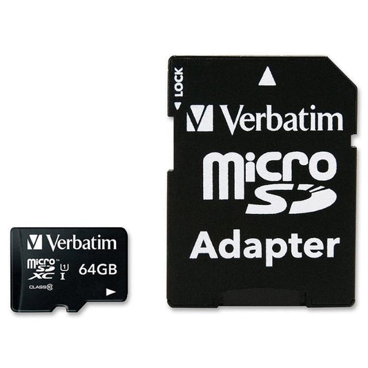 VERBATIM 64GB Micro SDXC Card Class 10 UHS-I With Adaptor Up to