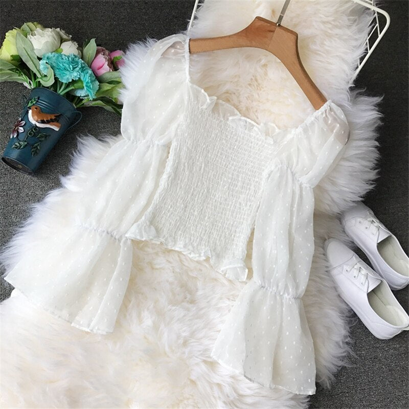 Sexy Ladies Slash Neck Shirts Blouse