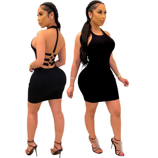 Fashion Sexy Women Mini Dress Summer Backless Skinny Robe Female Night