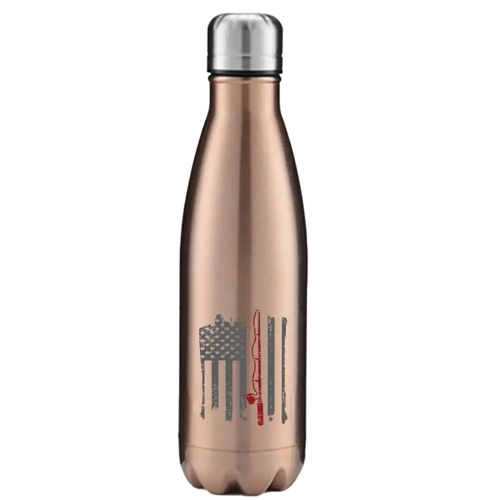 Fishing Rod American Flag 17oz Stainless Water Bottle