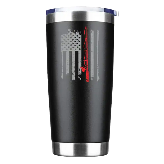 Fishing Rod American Flag 20oz Insulated Vacuum Sealed Tumbler