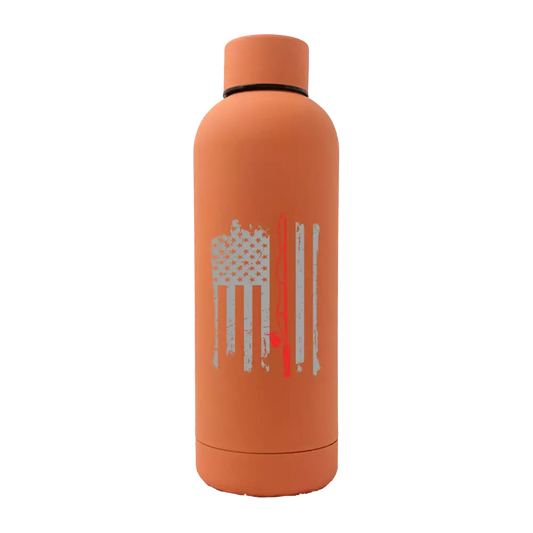 Fishing Rod American Flag 17oz Stainless Rubberized Water Bottle