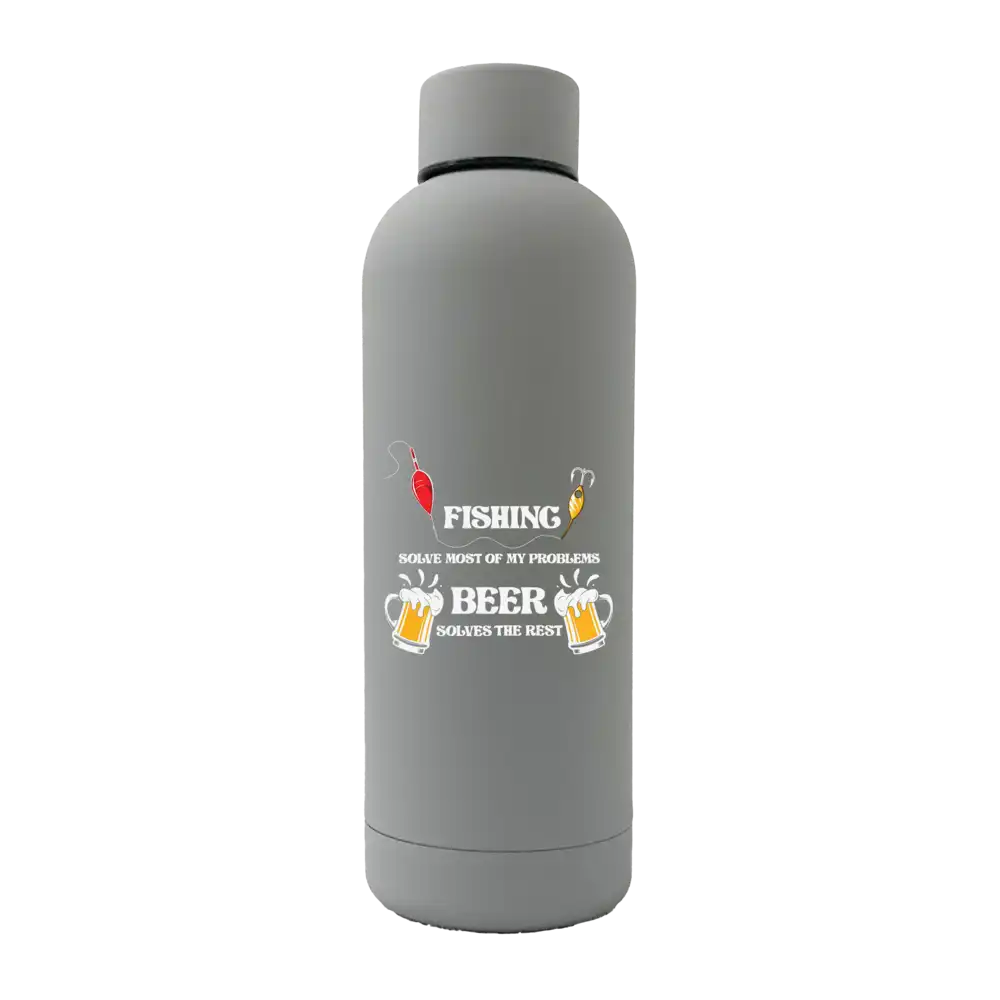 Fishing Solves All My Problem 17oz Stainless Rubberized Water Bottle
